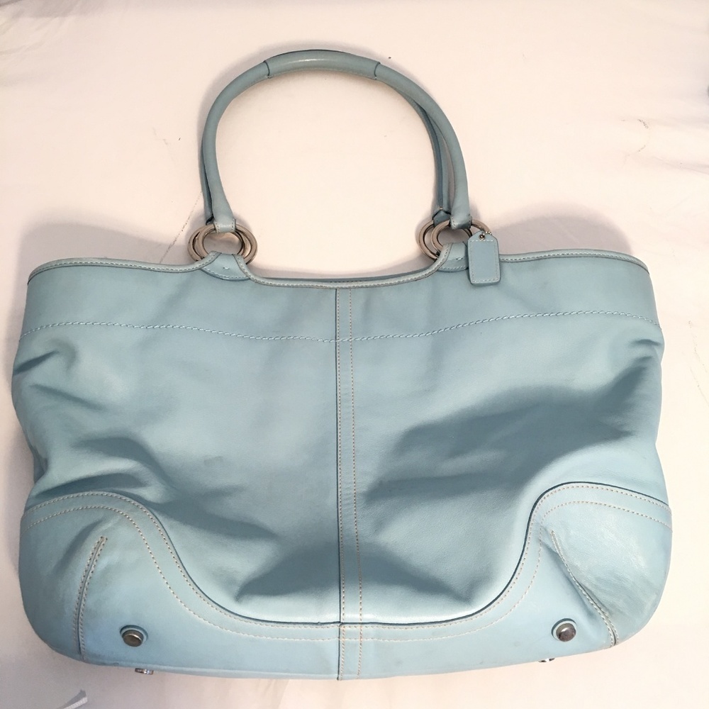 Coach Tiffany Blue Leather Tote Bag